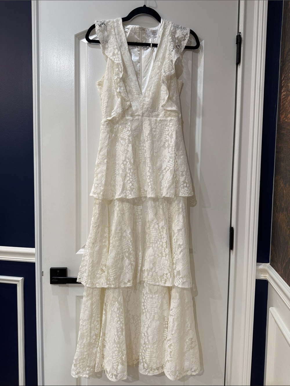 Lulu's Ivory Lace Tiered Ruffle Maxi Dress